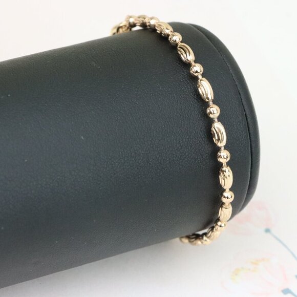 "Elegant Rose Gold Textured Oval Bead Bracelet with Chain Extender, XPBL1140 - Picture 7 of 12